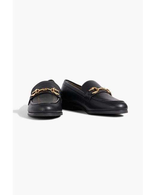 Stuart Weitzman Black Owen Embellished Leather Loafers