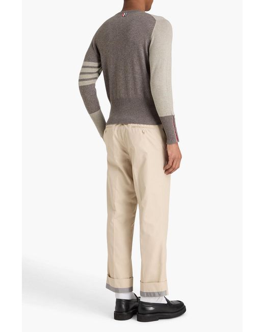 Thom Browne White Two-Tone Cashmere Sweater for men