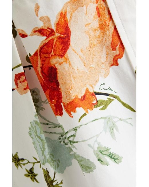 Erdem Gray Cavendish plissiertes hemdkleid aus baumwollpopeline mit floralem print