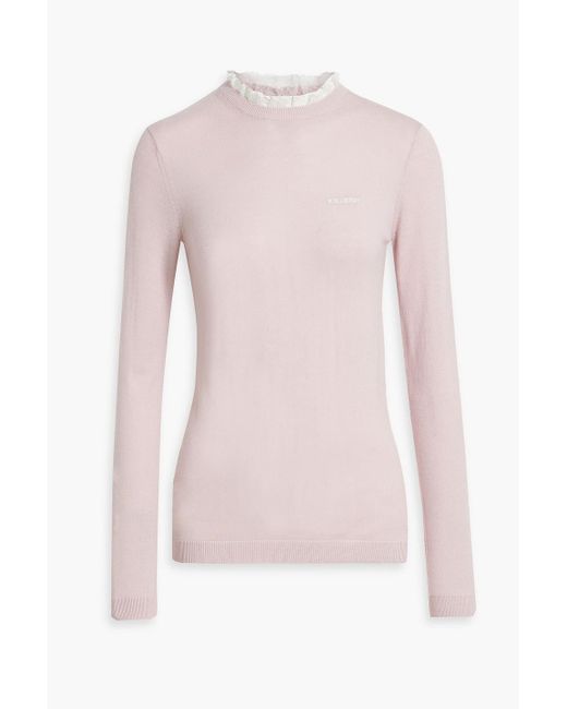 RED Valentino Pink Point D'esprit-trimmed Wool And Cashmere-blend Sweater