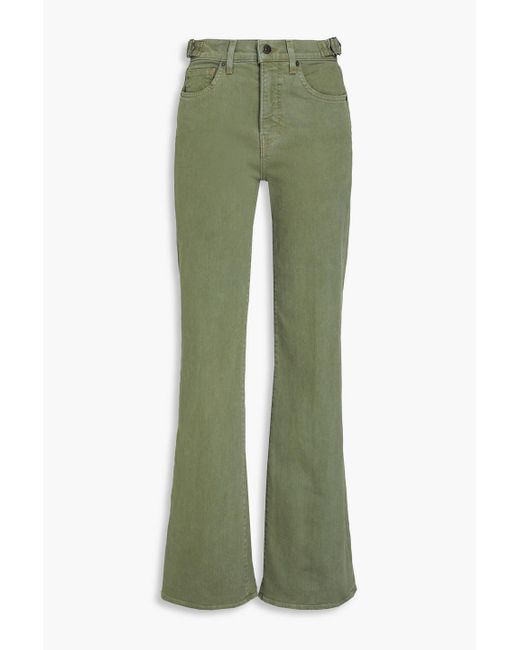 Veronica Beard Green Crosbie High-rise Bootcut Jeans