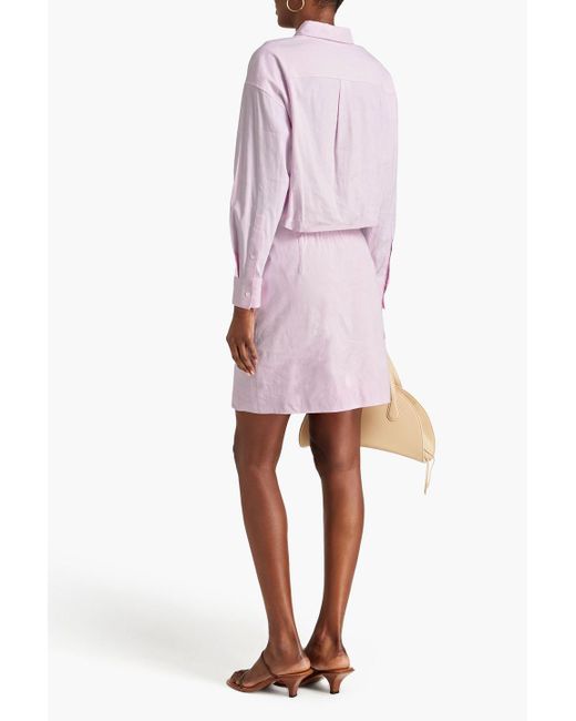 Theory Pink Linen-blend Mini Shirt Dress
