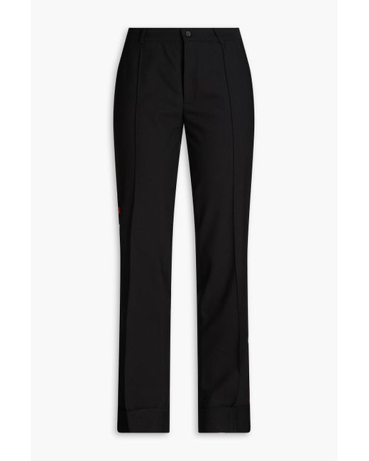 Emilio Pucci Black Twill-trimmed Wool-blend Crepe Straight-leg Pants