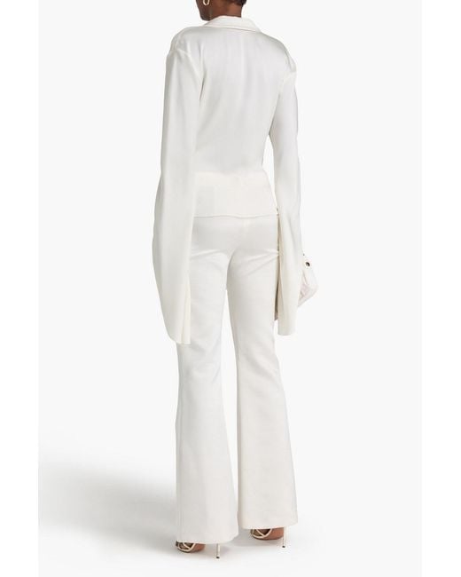 Jonathan Simkhai White Wrap-effect Draped Satin-crepe Top