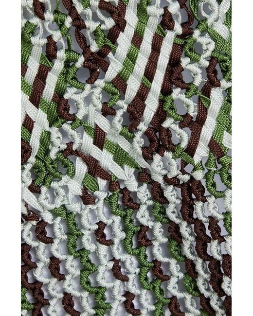 Wales Bonner Green Java Fringed Macramé Top