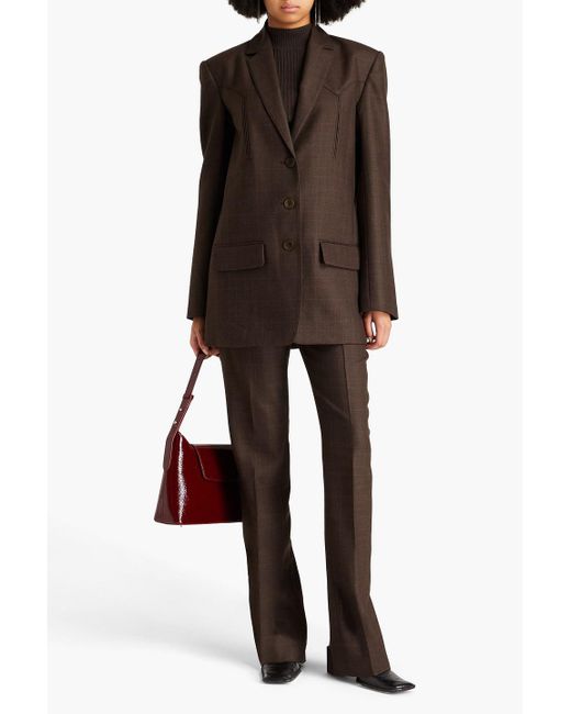 Tibi Brown Checked Wool Blazer