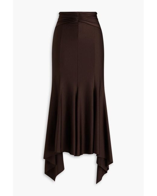 Philosophy Di Lorenzo Serafini Brown Ruched Satin-jersey Maxi Skirt