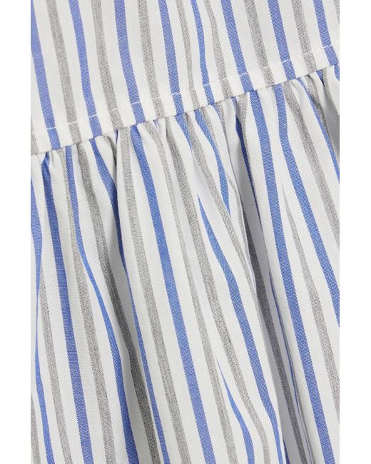 Jonathan Simkhai White Polina Striped Cotton Oxford Mini Shirt Dress