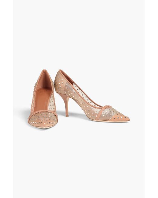 Malone Souliers Pink Rina 70 Crystal-embellished Mesh Pumps