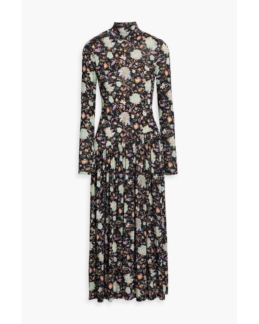 Ulla Johnson Black Fernanda Floral-print Stretch-jersey Midi Dress