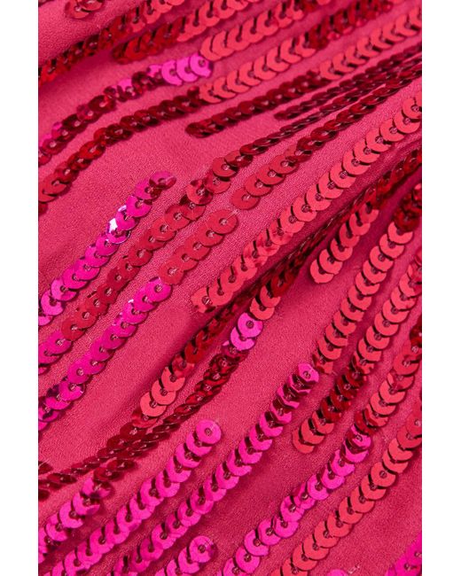Rixo Pink Lara Cutout Velvet-trimmed Sequined Crepe Mini Dress