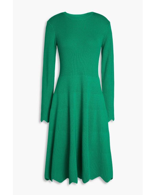 J.W. Anderson Green Kleid aus gerippter merinowolle mit muschelsaum