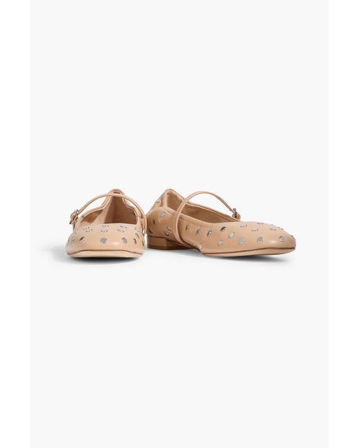 Stuart Weitzman White Claris Studded Leather Mary Jane Flats