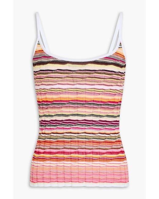 Missoni Red Space-dyed Ribbed Cotton-blend Tank