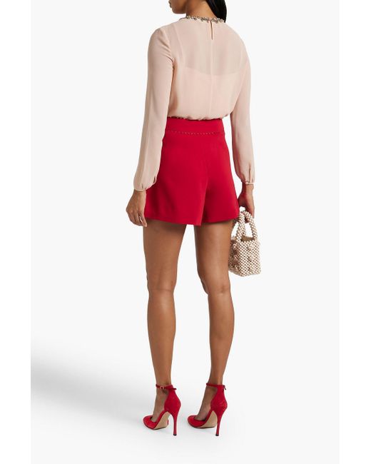 RED Valentino Red Picot-trimmed Crepe Shorts