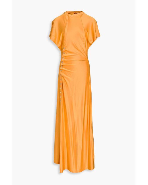 Rabanne Orange Ruched Jersey Maxi Dress