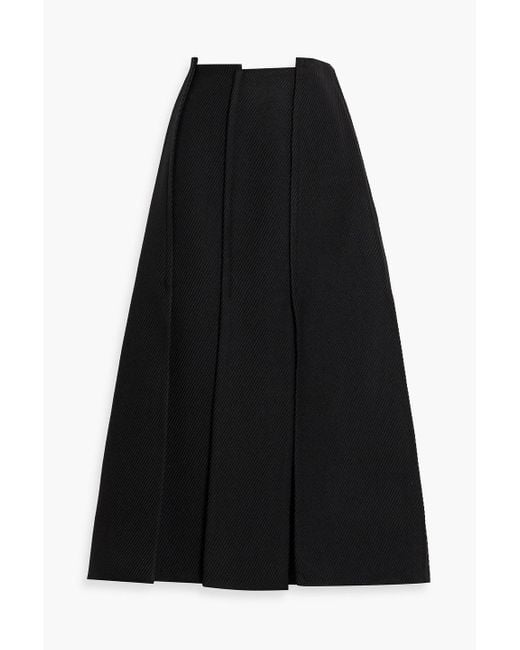 Proenza Schouler Black Diane Fringed Twill Midi Skirt