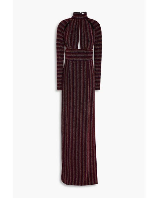 Rebecca Vallance Purple Aisha Striped Lurex Gown