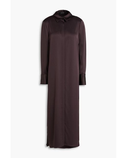A.Emery Purple Philippa Satin Maxi Shirt Dress