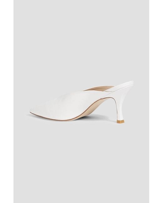 Stuart Weitzman White Lulah Leather Mules