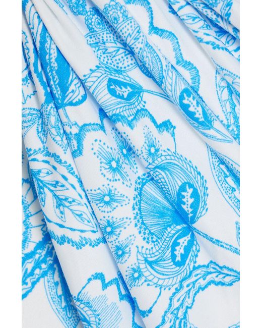 Melissa Odabash Blue Zanzibar bedruckter neckholder-badeanzug mit twist-detail