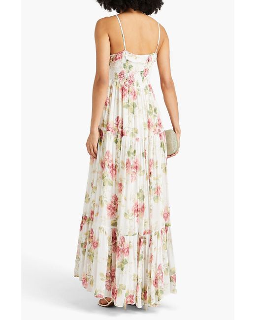 byTiMo Pink Tiered Floral-print Georgette Maxi Dress