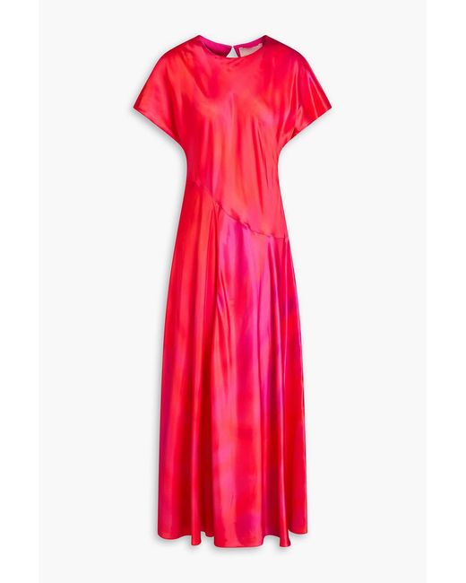 Roksanda Red Adriana Printed Satin-Crepe Midi Dress