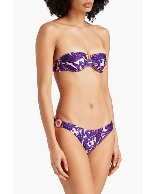Zimmermann Purple Halbhohes bikini-höschen mit paisley-print