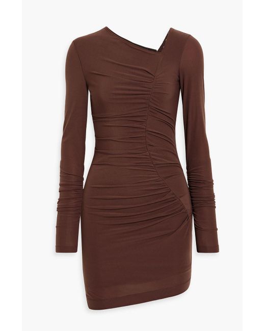 Helmut Lang Brown Ruched Jersey Mini Dress