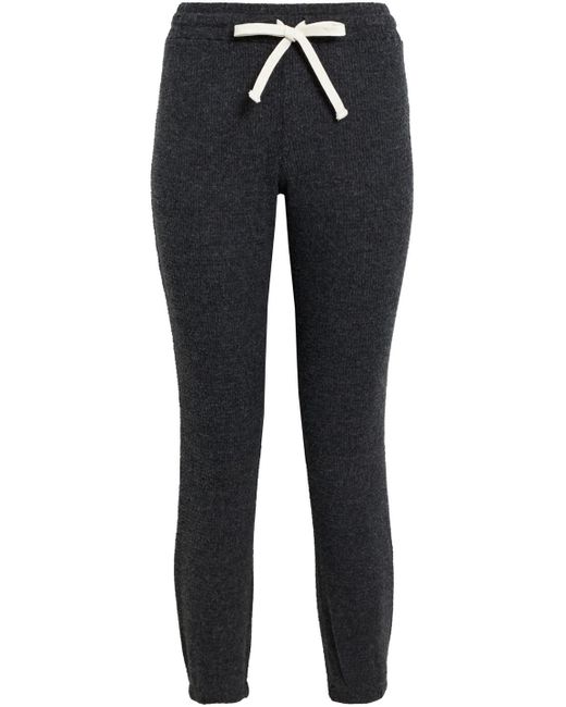 Monrow Synthetic Cropped Brushed Waffle-knit Track Pants in Anthracite (Gray) | Lyst