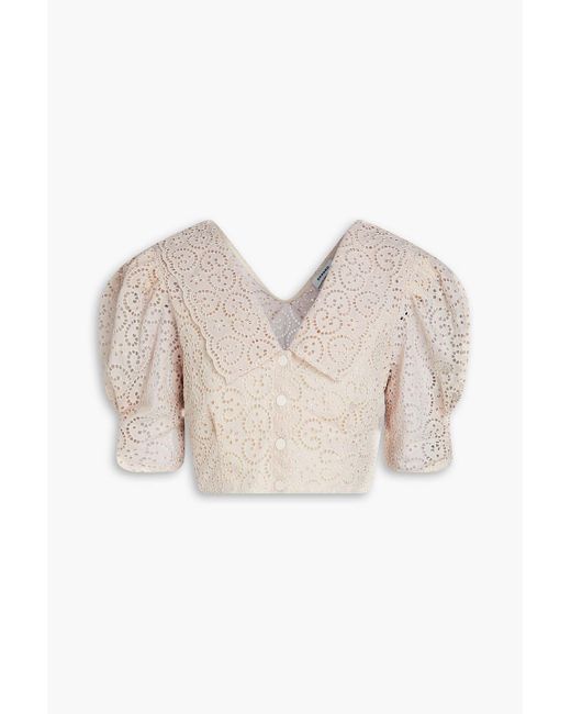 Sandro Pink Linda Cropped Broderie Anglaise Shirt