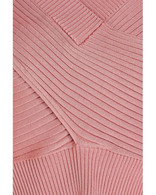 Diane von Furstenberg Pink Cropped Ribbed-knit Sweater