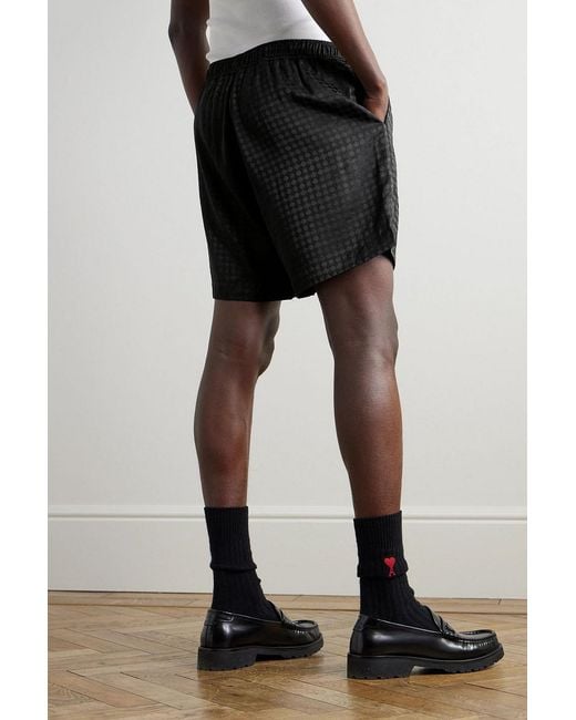 Amiri Black Straight-Leg Jacquard Drawstring Shorts for men
