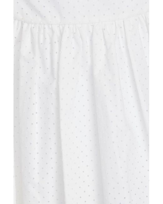 RED Valentino White Ruffled Perforated Cotton-poplin Top