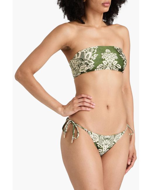 Zimmermann Green Floral-print Low-rise Bikini Briefs