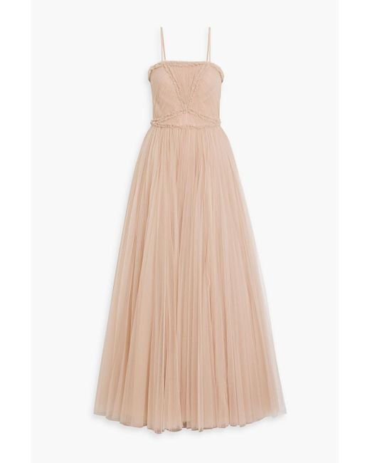 Zac Posen Natural Pleated Tulle Gown