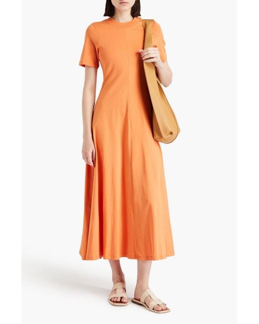Loulou Studio Orange Sola Pima Cotton-jersey Midi Dress