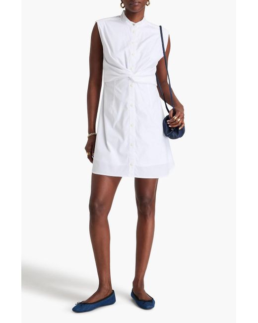 Rag & Bone White Louisa Twisted Cotton-Poplin Mini Shirt Dress