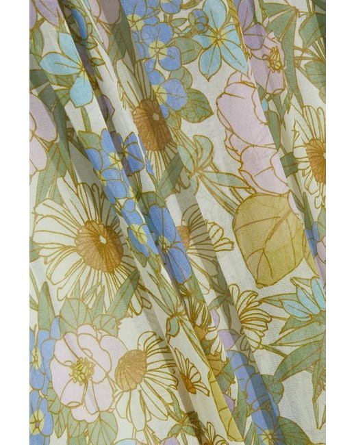 super eight floral ruffle cotton & silk maxi dress Zimmermann Super Eight Cutout Ruffled Floral-print Cotton And Silk-blend  Voile Maxi Dress Sage Green