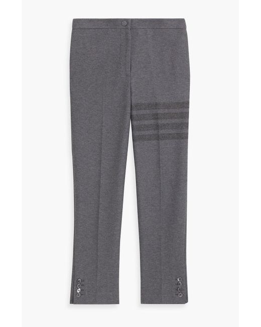Thom Browne Gray Striped Cotton-twill Slim-leg Pants