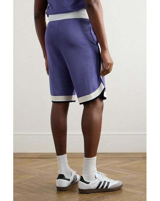 Wales Bonner Purple Rio Straight-Leg Logo-Appliquéd Knitted Drawstring Shorts for men