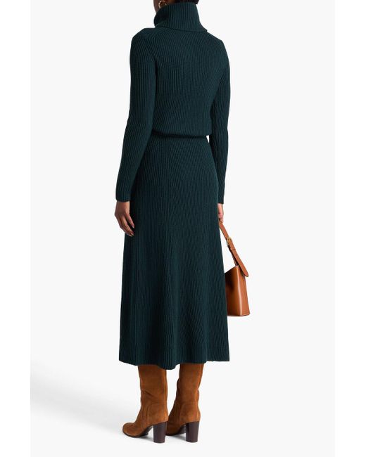 Zimmermann Green Ribbed Wool Midi Skirt