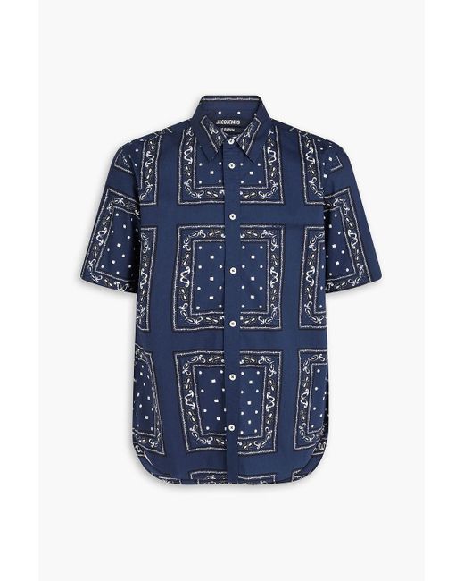 Jacquemus Blue Melo Printed Cotton-poplin Shirt for men