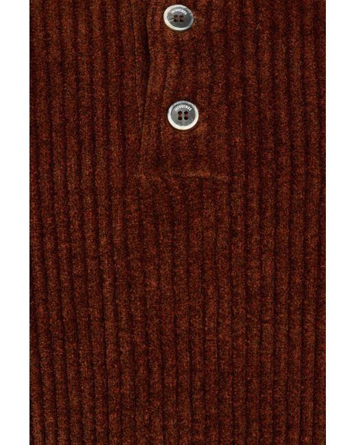 Jacquemus Brown Duci Ribbed Chenille Polo Shirt for men