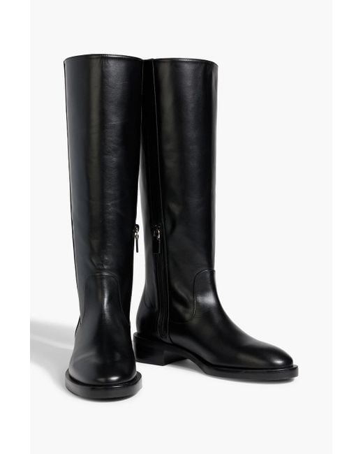 Stuart Weitzman Black Lenora Leather Knee Boots