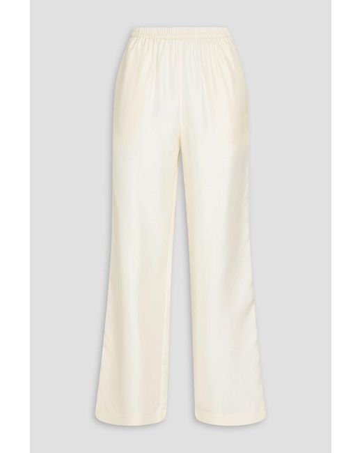 Loulou de Saison White Alera Silk-Twill Straight-Leg Pants
