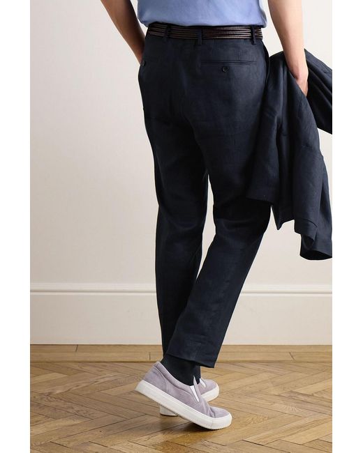 Mr P. Blue Philip Linen-Twill Suit Pants for men
