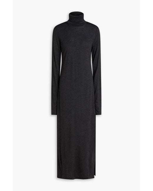 Polo Ralph Lauren Black Wool-Blend Midi Dress