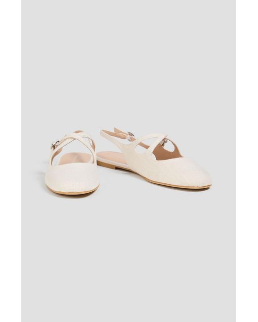 Stuart Weitzman White Clover Canvas Slingback Flats