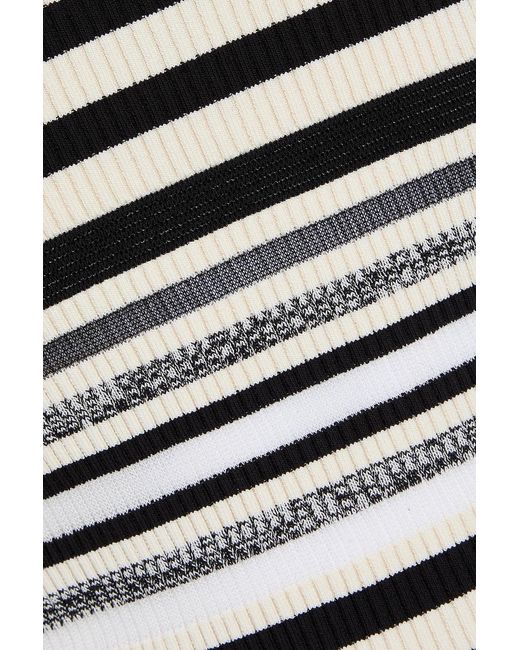 Jonathan Simkhai White Striped Ribbed-Knit Top